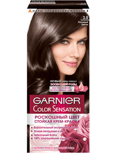 Краска для волос Garnier Color Sensation, Роскошь цвета, оттенок 3.0, Роскошный каштан, 110 мл