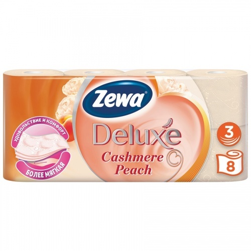 Туалетная бумага Zewa Deluxe с ароматом персика, 8 рулонов