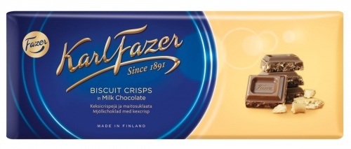 Шоколад Karl Fazer молочный с крошкой печенья 195г