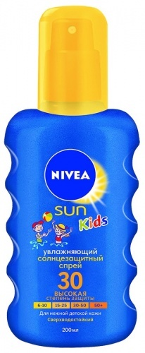 Спрей солнцезащитный Nivea Детский цветной SPF30, 200мл, Германия