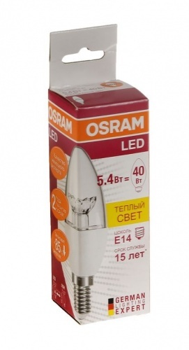 Лампа Osram LED светодиодная прозрачная теплый свет 5,4W, B40