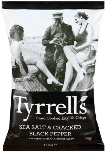 Чипсы Tyrrells картофельные натуральные с морской солью и черным перцем, 150г