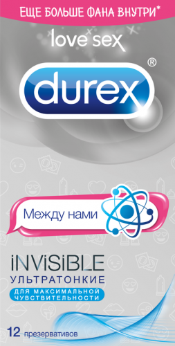 Презервативы Durex Invisible Emoji ультратонкие, 12 шт.
