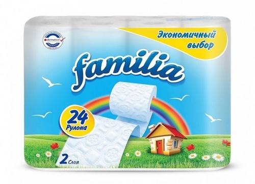 Туалетная бумага Familia "Радуга", 2 слоя, 24 рулона