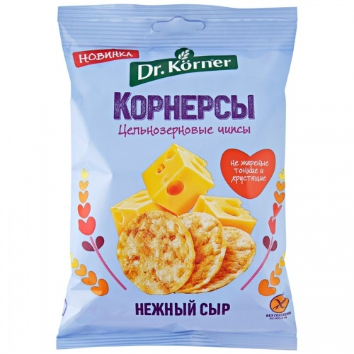 Чипсы Dr. Korner цельнозерновые кукурузно-рисовые с сыром 50г