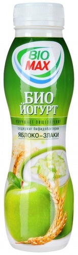 Биойогурт BioMax питьевой Яблоко-злаки 2,7%, 270 гр