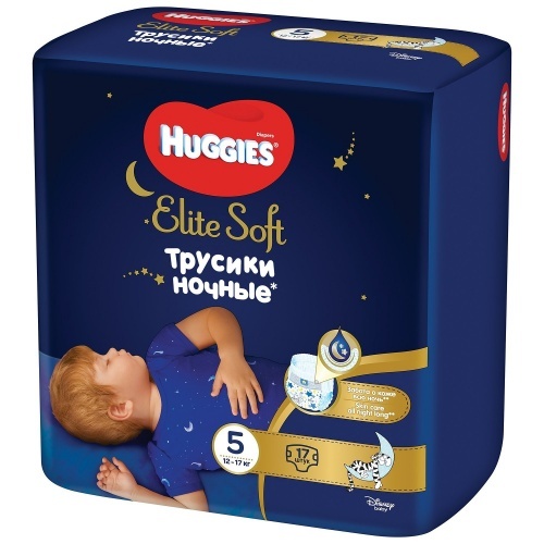 Подгузники-трусики Huggies Elite Soft ночные 5, 12-17кг 17шт