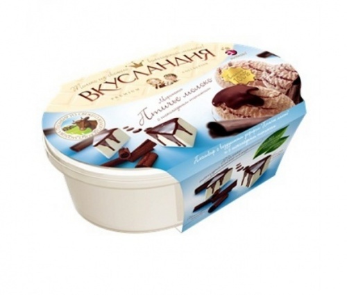 Мороженое Айсберри Вкусландия пломбир птичье молоко в шоколаде лоток 450г