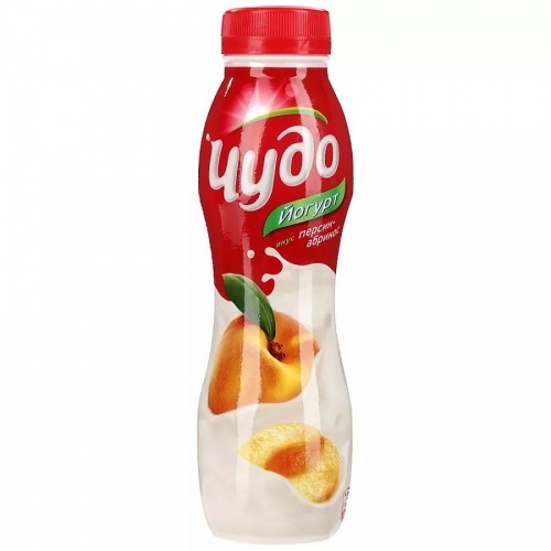 Йогурт питьевой Чудо со вкусом персик-абрикос 2,4%, 690 гр