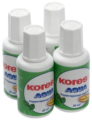 Корректирующая жидкость Kores Aqua на водной основе 20мл упаковка 4шт
