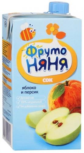 Сок ФрутоНяня яблоко-персик без сахара 3 лет 0,5л