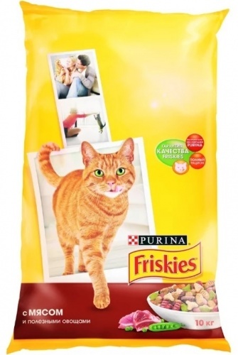 Сухой корм для взрослых кошек Friskies с мясом и полезными овощами 10кг