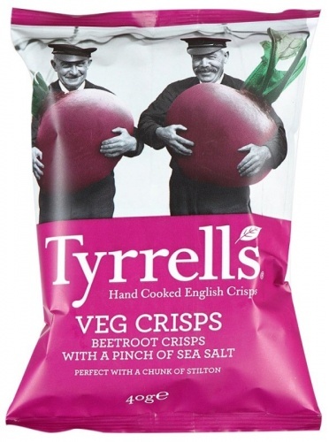 Чипсы Tyrrells овощные натуральные из свеклы с морской солью, 40г
