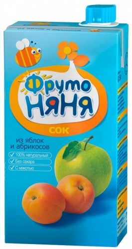 Сок ФрутоНяня яблочко и абрикос с мякотью с 3 лет 0,5л