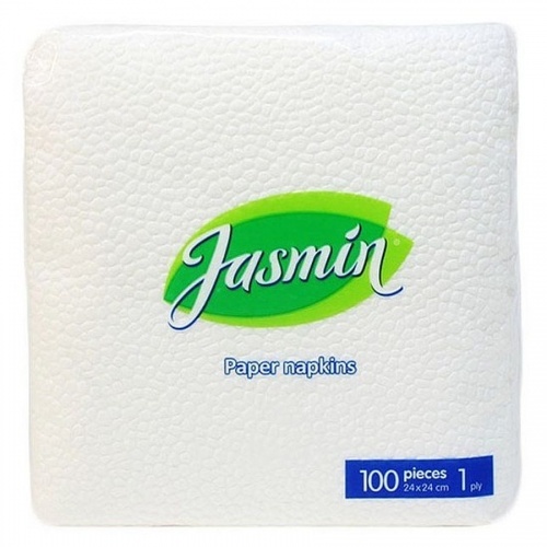 Салфетки Jasmin белые, 1 слой, 33х33 см, 100 шт
