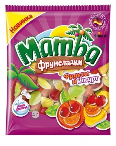 Конфеты Mamba Фрумеладки фрукты и йогурт жевательные 72г