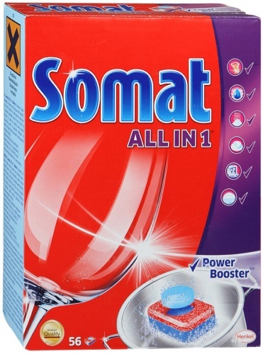 Таблетки Somat All In1 Power Booster для посудомоечных машин, 56шт