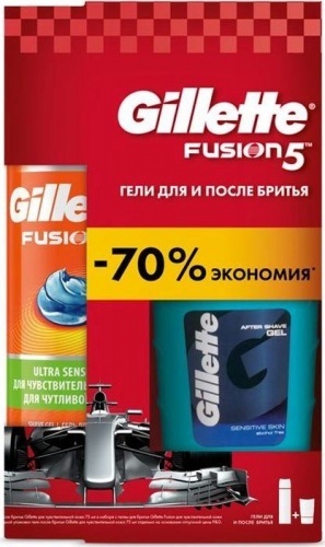Набор Гель для бритья Gillette Fusion5, для чувствительной кожи, 200 мл + Гель после бритья, 75 мл