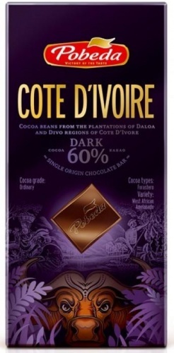 Шоколад Победа Вкуса Кот-д'Ивуар 60% горький 100г