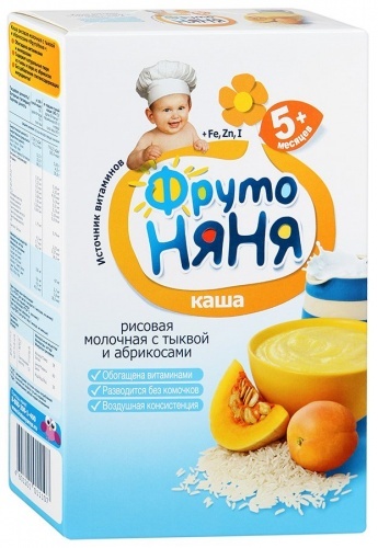 Каша ФрутоНяня Рисовая с тыквой и абрикосом молочная с 5 месяцев 200г