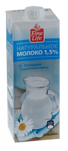 Молоко Fine Life ультрапастеризованное 1,5%, 950г