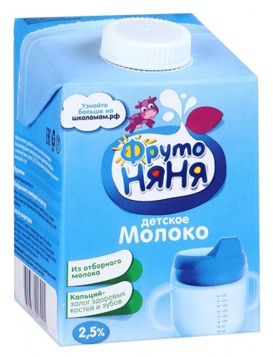 Молоко ФрутоНяня для питания детей 2,5%, 500 мл