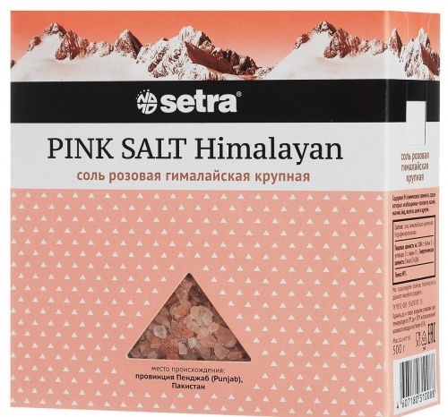 Соль Setra Гималайская крупная, розовая, 500г
