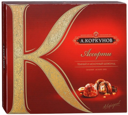 Шоколадные конфеты Коркунов темный шоколад с лесным орехом, 250г