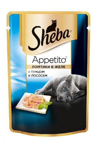 Желе Sheba Appetito тунец/лосось, для кошек, 85г