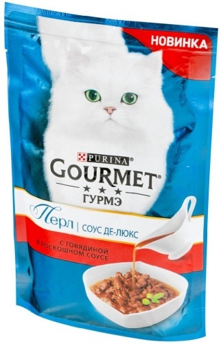 Влажный корм для взрослых кошек Gourmet Перл Cоус де-люкс с говядиной 85г