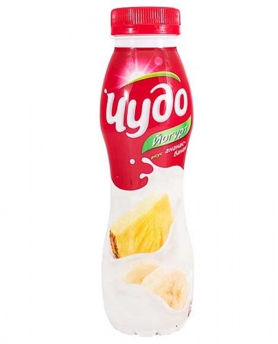 Йогурт питьевой Чудо со вкусом Ананас-банан 2,4%, 270 гр