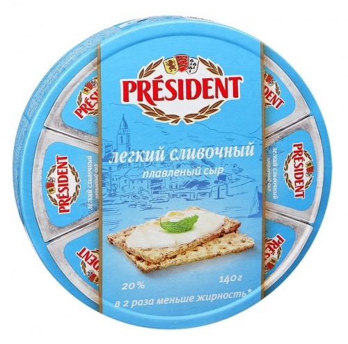 Сыр President плавленый сливочный легкий 20%, 140г