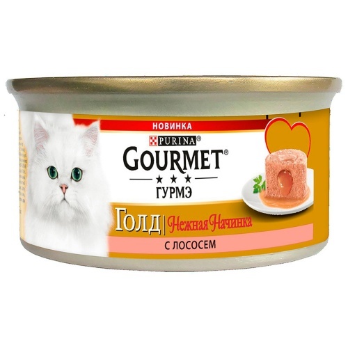 Консервированный корм для кошек Gourmet Gold Нежная начинка лосось 85г