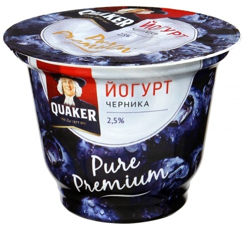 Йогурт Quaker "Pure Premium" Черника, 2,5% 180г