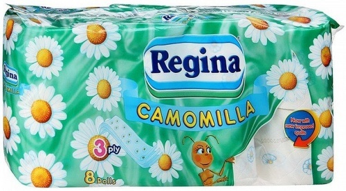 Туалетная бумага Regina Ромашка, 3 слоя, 8 рулонов
