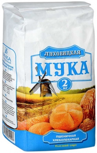 Мука Луховицкая пшеничная хлебопекарная высший сорт 2кг