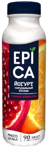 Йогурт Epica питьевой 2,5% гранат апельсин 290г