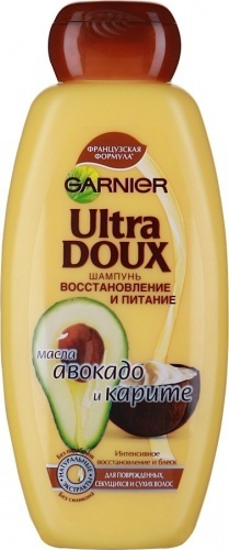 Шампунь ULTRA DOUX масла авокадо и карите, для поврежденных, секущихся и сухих волос, 400 мл