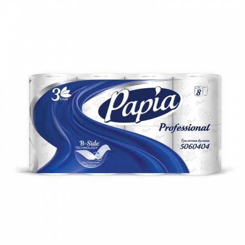 Туалетная бумага Papia Professional 3 слоя 8 рулонов
