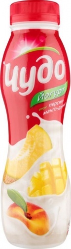 Йогурт питьевой Чудо со вкусом Персик-манго-дыня 2,4%, 270 гр