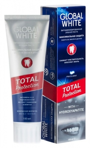 Зубная паста Global white Total protection, 100 мл