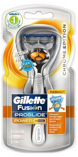 Бритва Gillette Fusion ProGlide Power с технологией FlexBall в хромовом исполнении