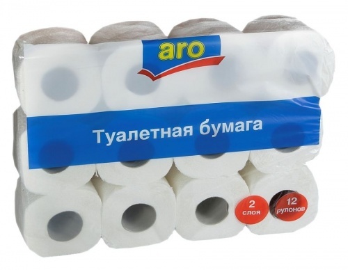 Туалетная бумага Aro, 2 слоя, 12 рулонов