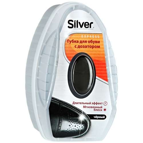 Губка-блеск Silver для чёрной обуви с дозатором, 30 мл