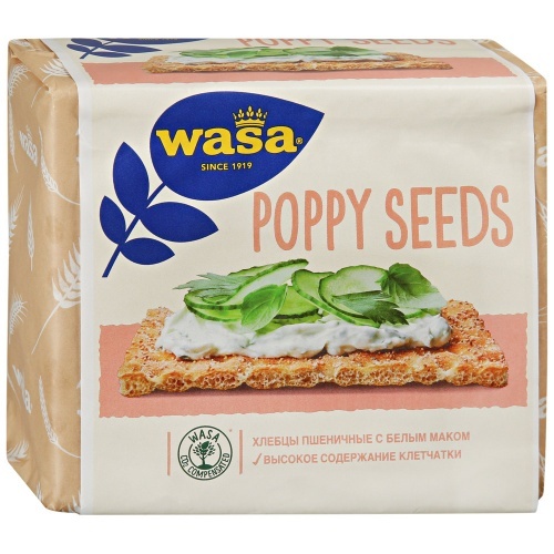 Хлебцы пшеничные Wasa Poppy Seeds с белым маком 240 г