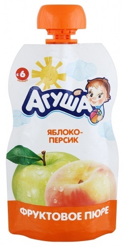 Пюре фруктовое Агуша Яблоко-Персик с 6 месяцев 90г