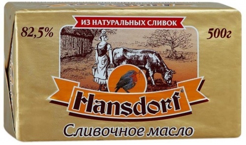 Масло Hansdorf сливочное 82,5%, 500г