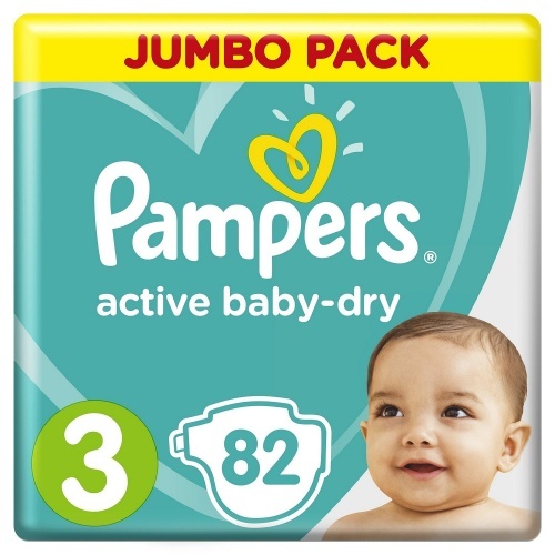 Подгузники Pampers Active Baby-Dry Jumbo Pack Midi 3, 4-9 кг, 82 шт.