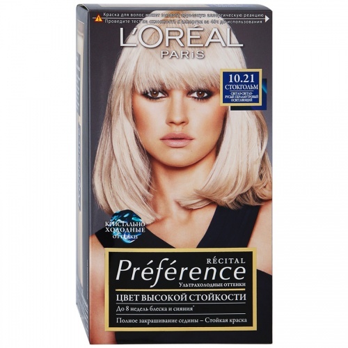 Краска для волос L'Oreal Recital Preference Стокгольм оттенок 10.21 Светло-русый, 174 мл