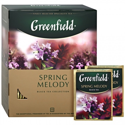 Чай Greenfield Spring Melody черный с ароматом фруктов и душистых трав 100х1,5г